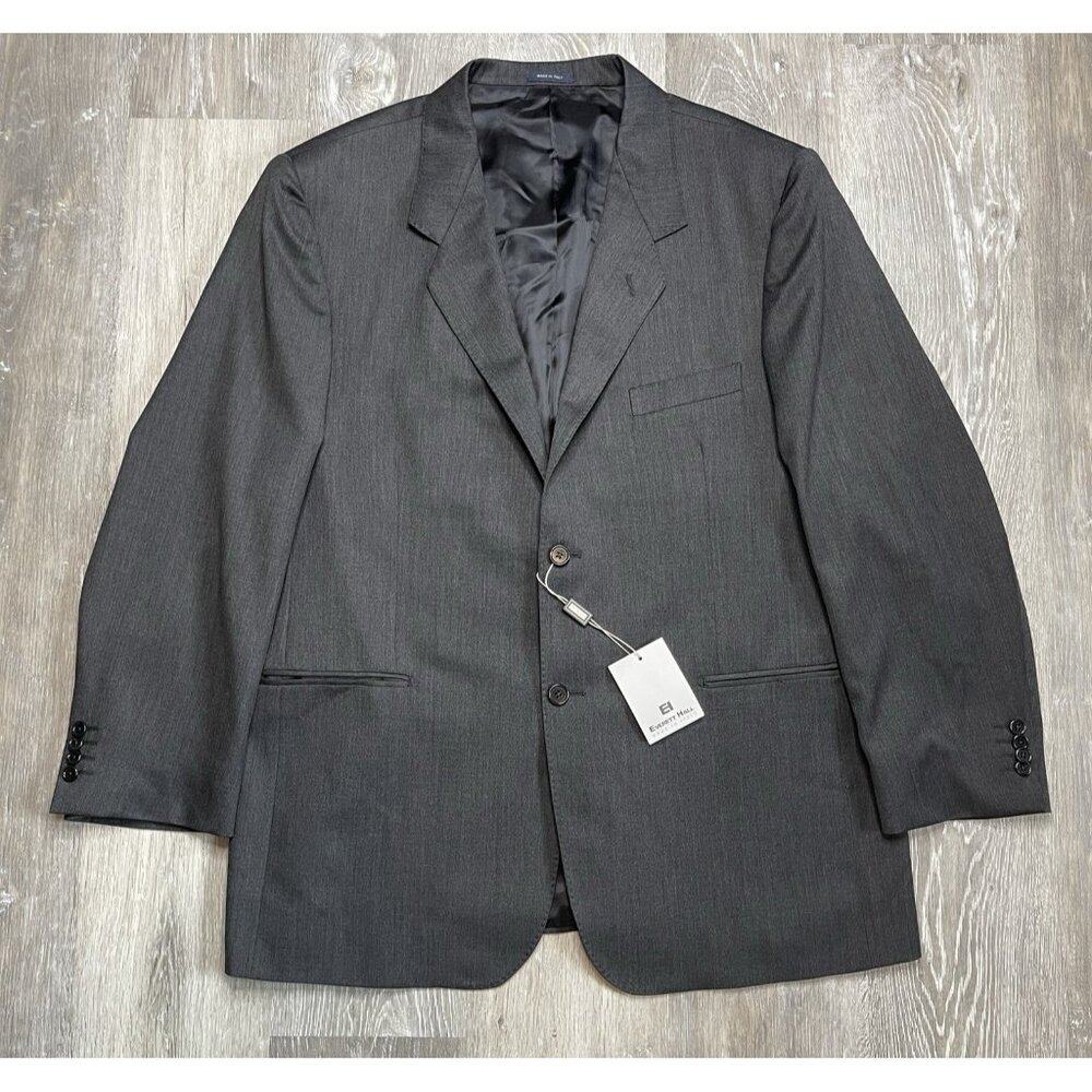 Everett Hall NEW Made In Italy Blazer Jacket Mens 48R Gray Wool Two Buttons